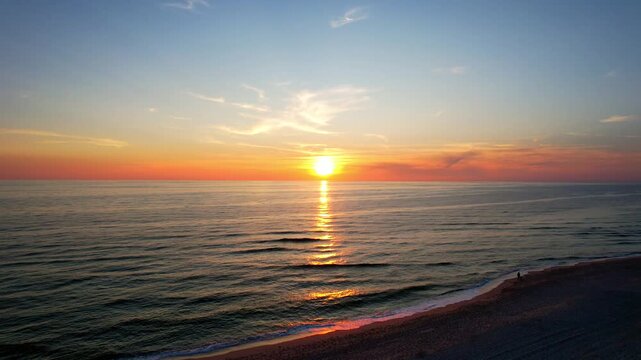 Sunset over the sea - Sylt Island - aerial photo