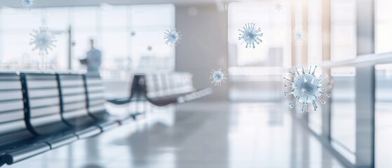 Pathogens floating in the air in different environments such as classrooms