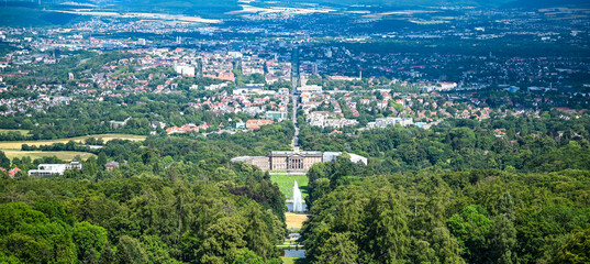 Top view of Kassel City Hessen Germany. Landscape in Hessen Kassel. Europe Park. 