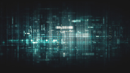 Futuristic screen display matrix, hi-tech digital data telemetry with encrypted numbers, display dynamic background for computer desktop screen display format