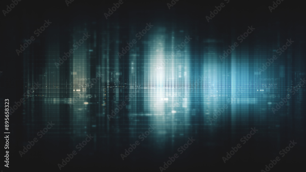 Fototapete Futuristic screen display matrix, hi-tech digital data telemetry with encrypted numbers, display dynamic background for computer desktop screen display format
