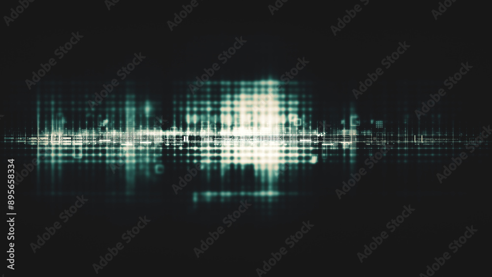 Poster Futuristic screen display matrix, hi-tech digital data telemetry with encrypted numbers, display dynamic background for computer desktop screen display format