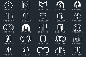 Mega logo collection, Abstract letter M logo design. icons for business