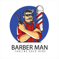Illustration of a barber using scissors with an attractive appearance