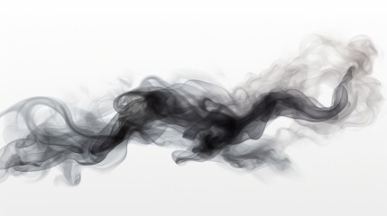 Abstract Smoke Photography, black gray smoke wave on white background