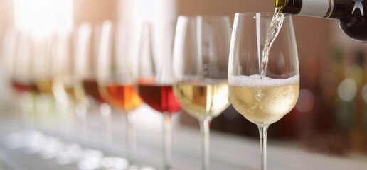 Wine Pouring Into Glasses