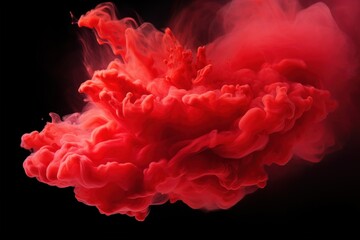 Red Ink Cloud Swirling in Water,red smoke on black  background