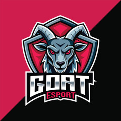 Goat Esport mascot logo design with shield