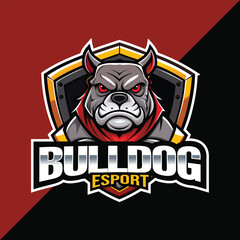 Bulldog Esport mascot logo design with shield