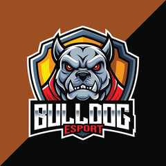 Bulldog Esport mascot logo design with shield