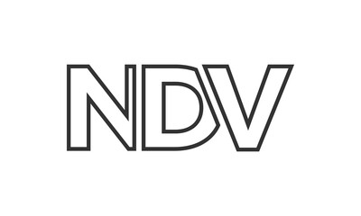 NDV logo design template with strong and modern bold text. Initial based vector logotype featuring simple and minimal typography. Trendy company identity.