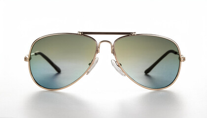 A stylish pair of aviator sunglasses with tinted lenses, perfectly centered and isolated on a white background.