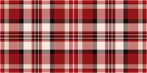 Craft texture tartan pattern, page background fabric textile. Britain vector plaid check seamless in red and antique white colors.