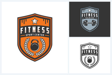 Fitness logo sport design template, gym sport emblem vector, fitness logo badge design vector illustration
