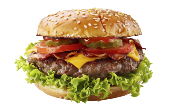 Una hamburguesa tradicional, fondo blanco