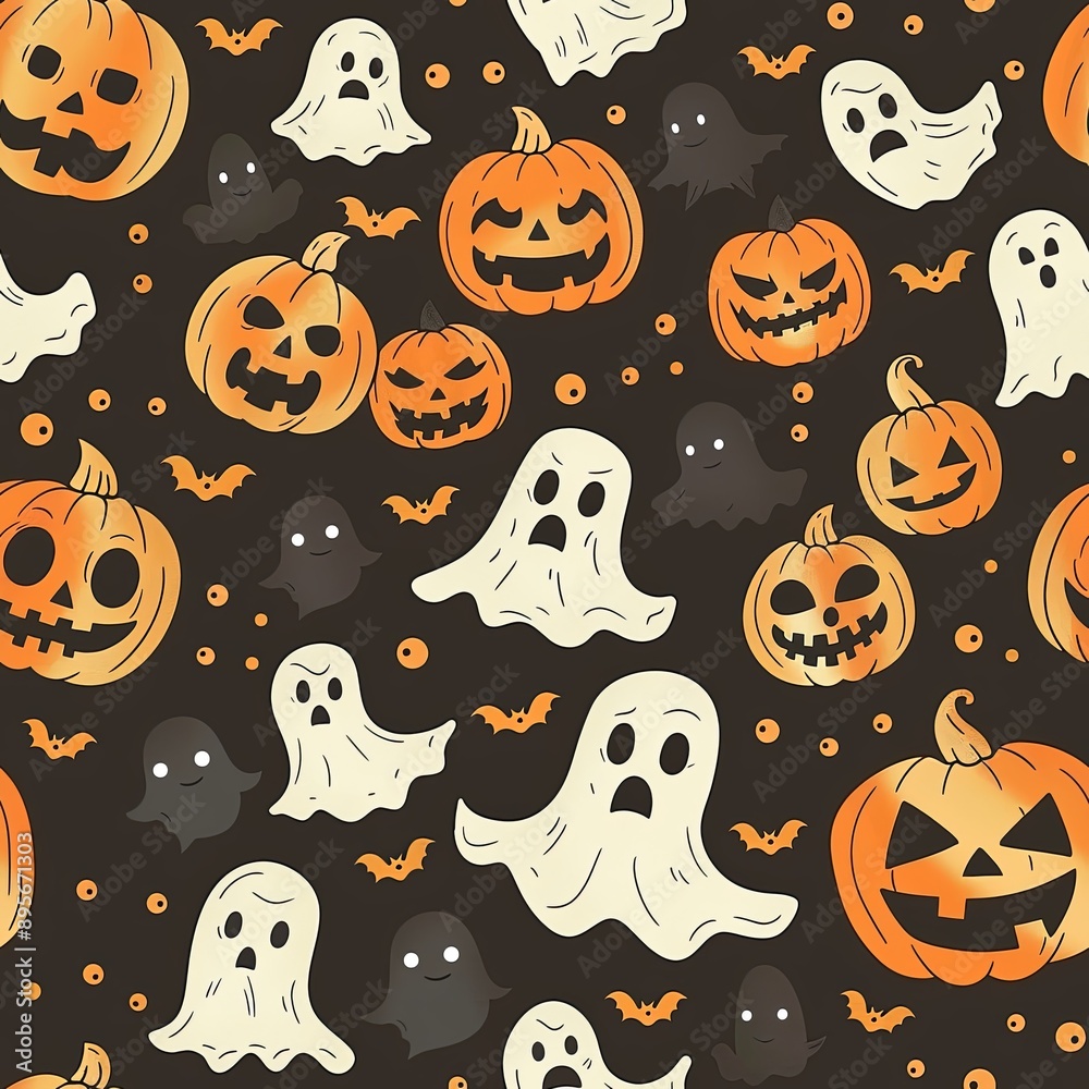 Poster lanterns and ghosts pattern