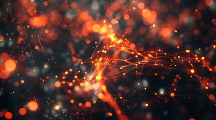Abstract representation of a neural network with glowing nodes and connecting lines on a dark background, capturing the essence of creativity