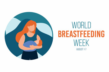 World Breastfeeding Week Illustration - Mother Breastfeeding Baby - August 1-7 Awareness Campaign