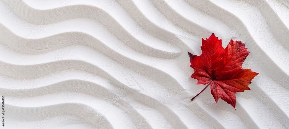 Poster White Sand with Maple Leaf