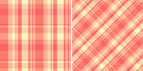 Tartan pattern plaid of texture textile check with a seamless vector background fabric. Set in sunset colors. Flannel shirt outfit ideas.