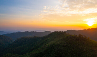 Panorama view with  wonderful springtime landscape in mountains. grassy field and rolling hills. rural scenery