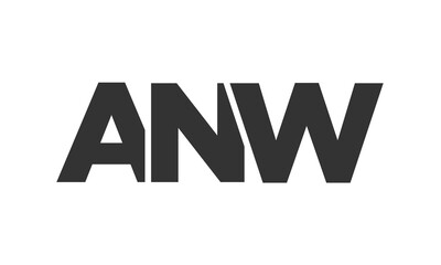 ANW logo design template with strong and modern bold text. Initial based vector logotype featuring simple and minimal typography. Trendy company identity.
