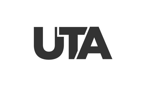 UTA logo design template with strong and modern bold text. Initial based vector logotype featuring simple and minimal typography. Trendy company identity.
