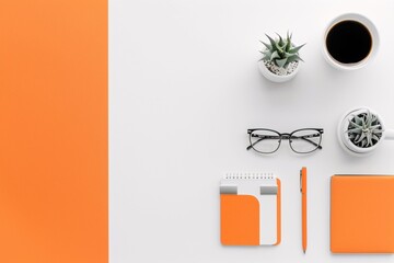 Minimalist layout with marketing tools around a laptop screen, highlighting online advertising strategies