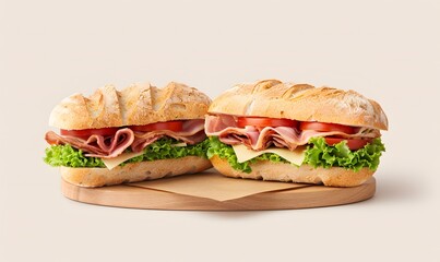 two grilled sandwiches on top and bottom, Generative AI