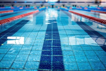 Close-up of swimming lanes in a sport swimming pool 