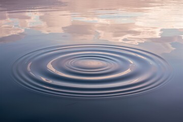 Fototapeta premium A large circular ripple in the water with a cloud behind it, AI