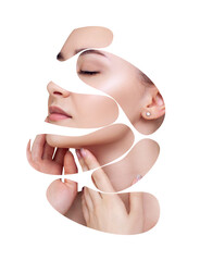Female face appearing in the smear. Beautiful concept.