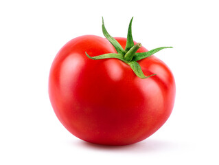 Fresh juicy red Tomato isolated on white background. Clipping path.