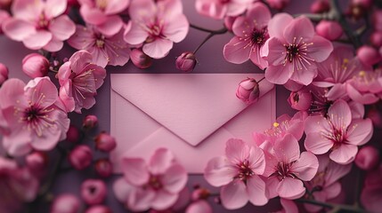 Spring floral greeting card mockup with envelope and ample space for custom text