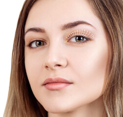 Obraz premium Female eyes with arrows on eyelashes.