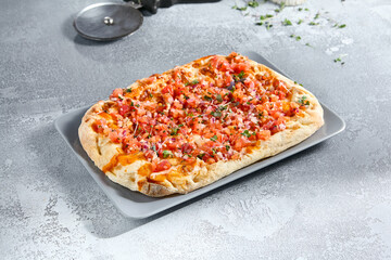 Delicious Roman Pizza with Tuna and Tomato Tartare - Italian Cuisine