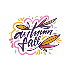 Vibrant autumn graphic with leaves and fun elements, ideal for seasonal decorations