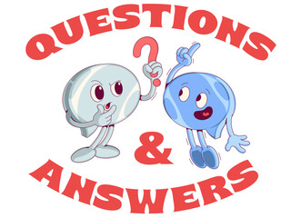 Lettering Questions & Answers with speech bubbles text