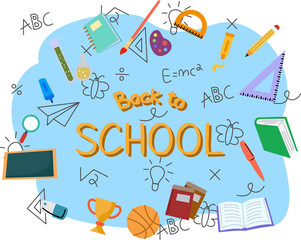 back to school background doodles with learning item