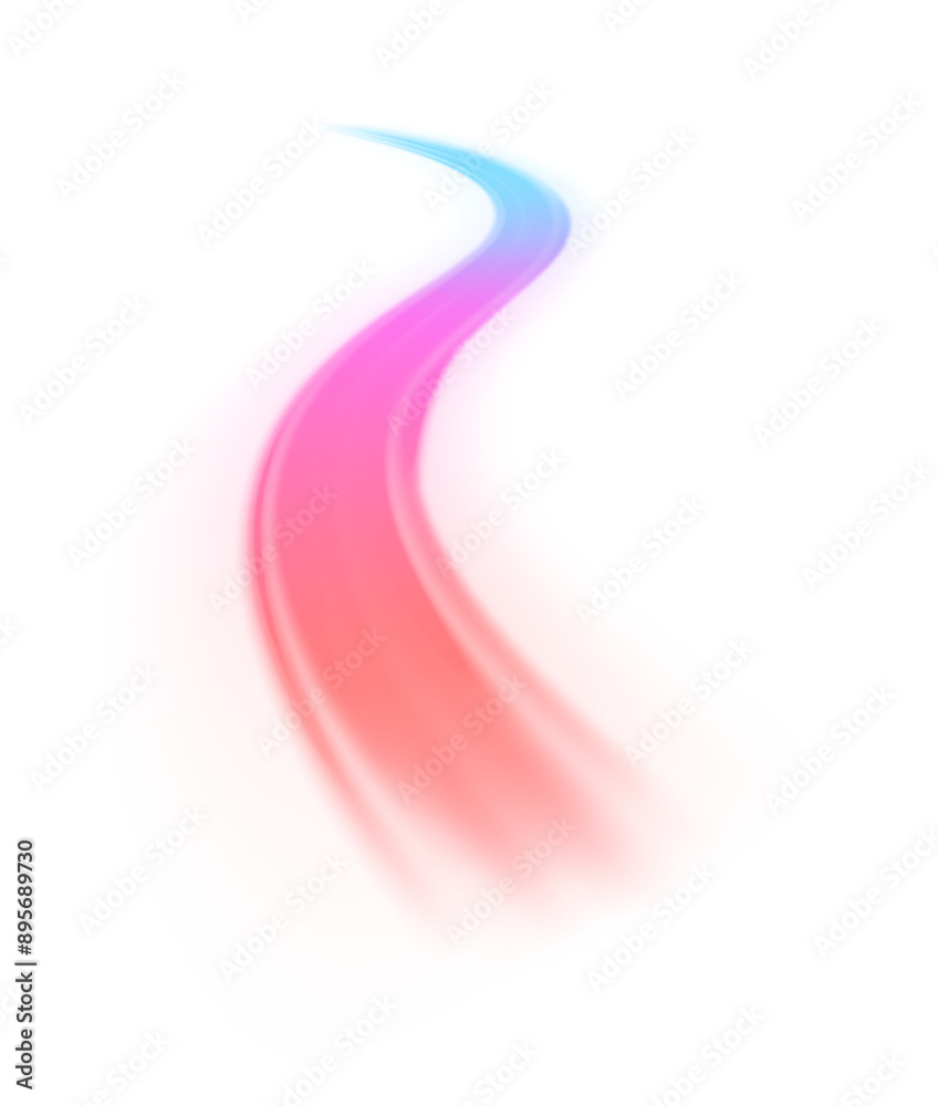 Aufkleber glowing neon waves on a transparent png background. colored shiny sparks of spiral wave. a curved br
