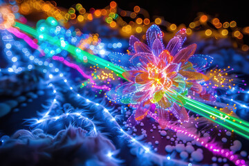 Obraz premium Abstract flower with neon lights