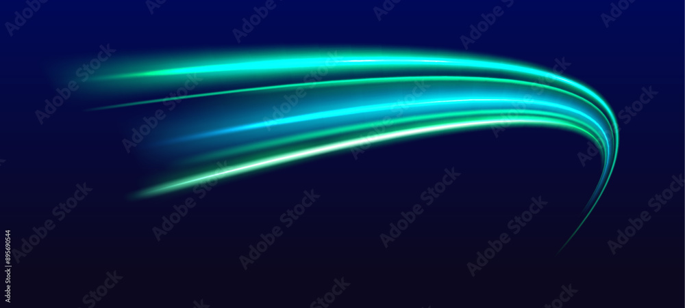 Aufkleber green speed line wavy shape on dark background. high speed green waves for eco-design. laser beams l