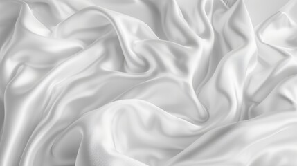 Obraz premium Silk Texture. White Fabric Background with Textured Satin Flow. 3D Rendering