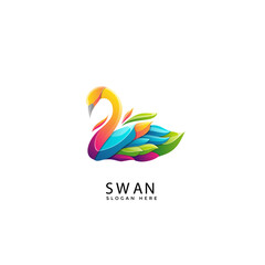 illustration of a swan with a vector design type that uses full color