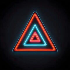 Neon Warning: A vibrant, glowing neon triangle sign pulses with a captivating red and blue hue, demanding attention in the digital darkness. 