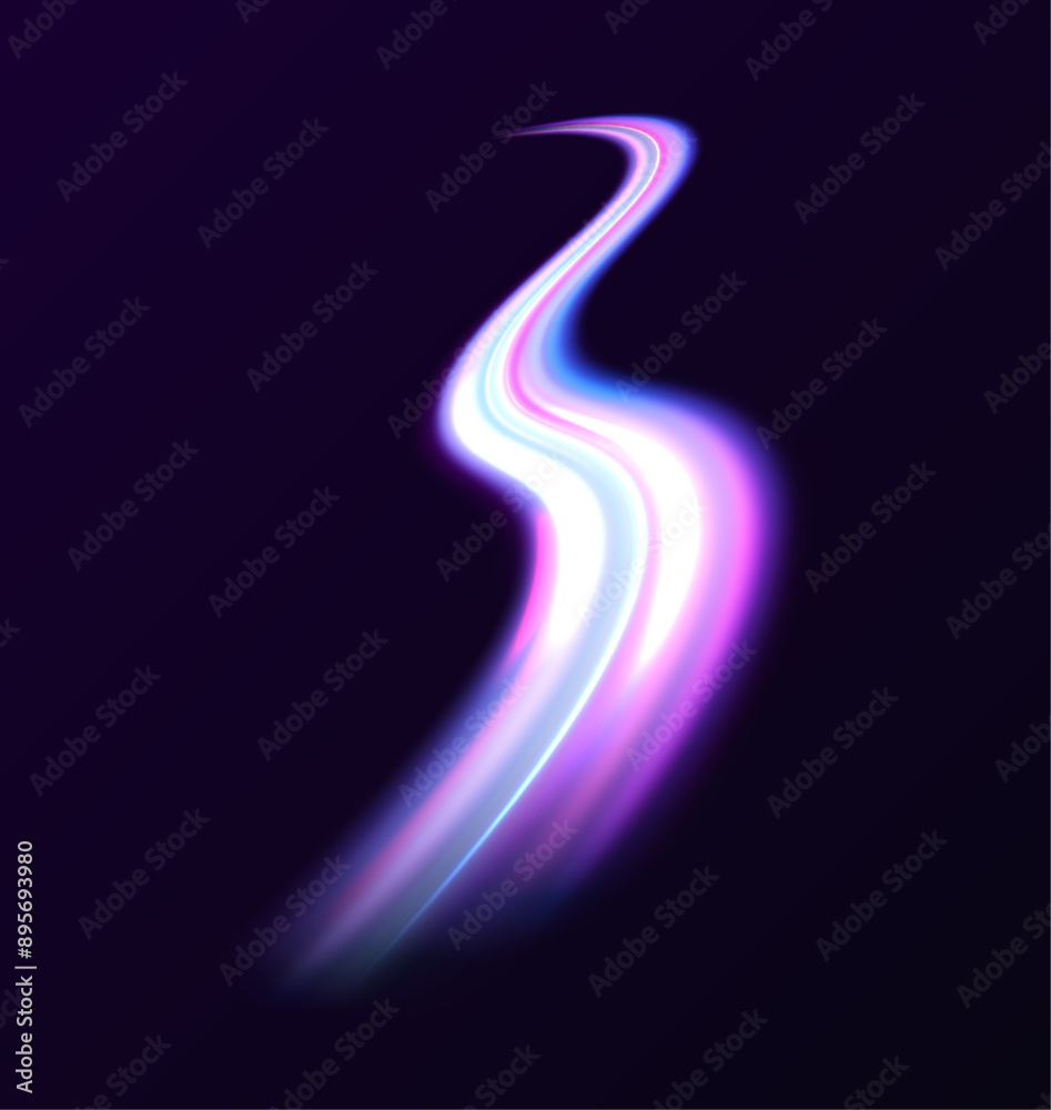 Poster light trail wave, fire path trace line, car lights, optic fiber and incandescence curve twirl. high 
