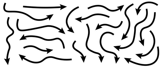 Doddle arrow set. Black arrow icons set. Vector illustration PNG.