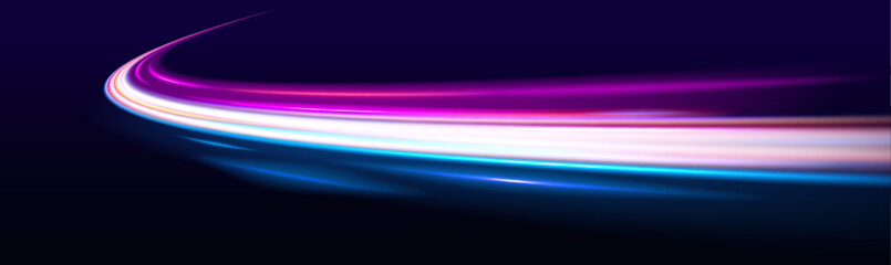 Particle motion light effect. Abstract fire flare trace lens flares. Long exposure of motorways as speed. Modern abstract high-speed light motion effect on black background. 