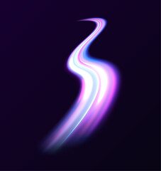 Light trail wave, fire path trace line, car lights, optic fiber and incandescence curve twirl. High speed road in night time abstraction. Sport car is made of polygons, lines and connected dots.	