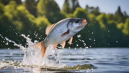 Obraz premium Fish Jumping Out of Water